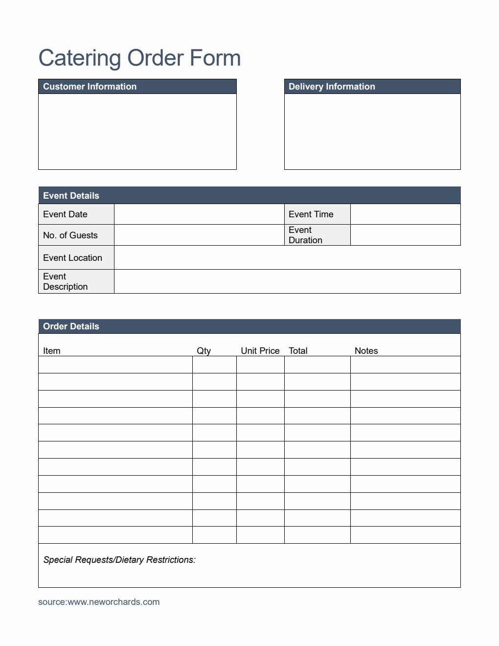  Catering Order Form Template in PDF