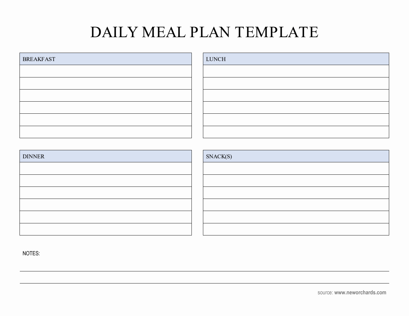 Editable Daily Meal Plan Template in PDF