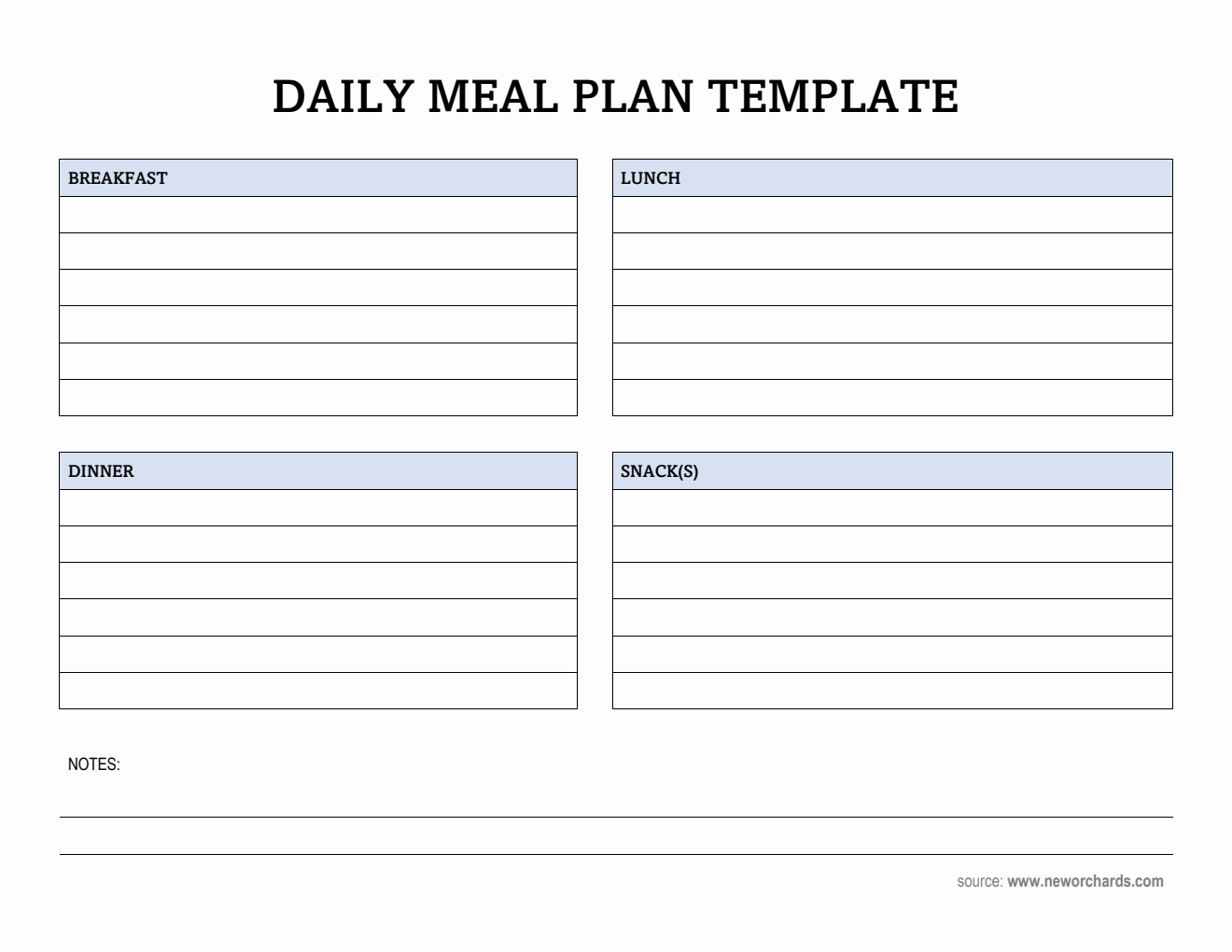 Editable Daily Meal Plan Template in Word