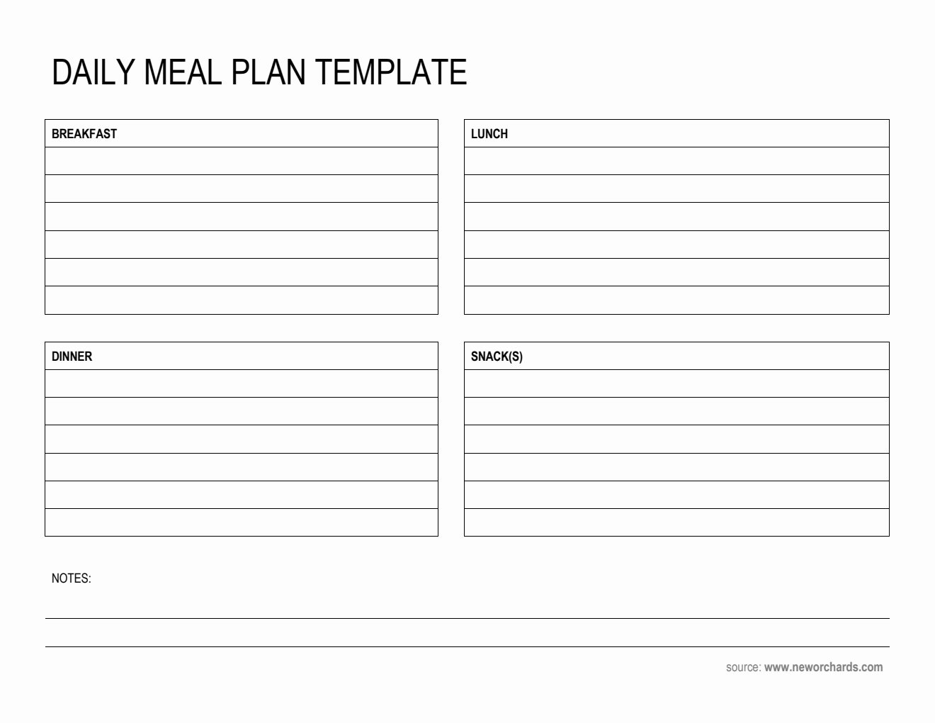 Printable Daily Meal Plan Template in PDF