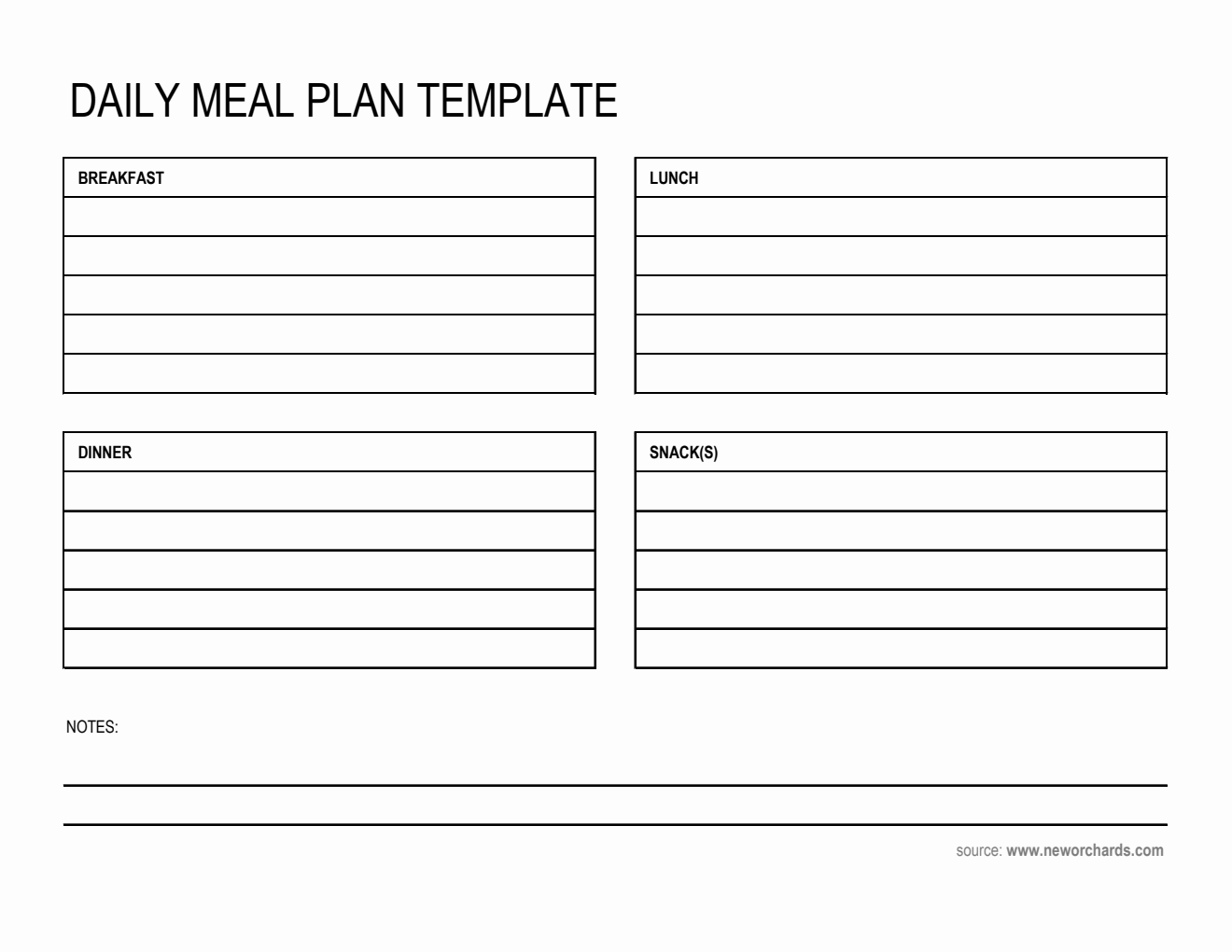 Printable Daily Meal Plan Template in Excel