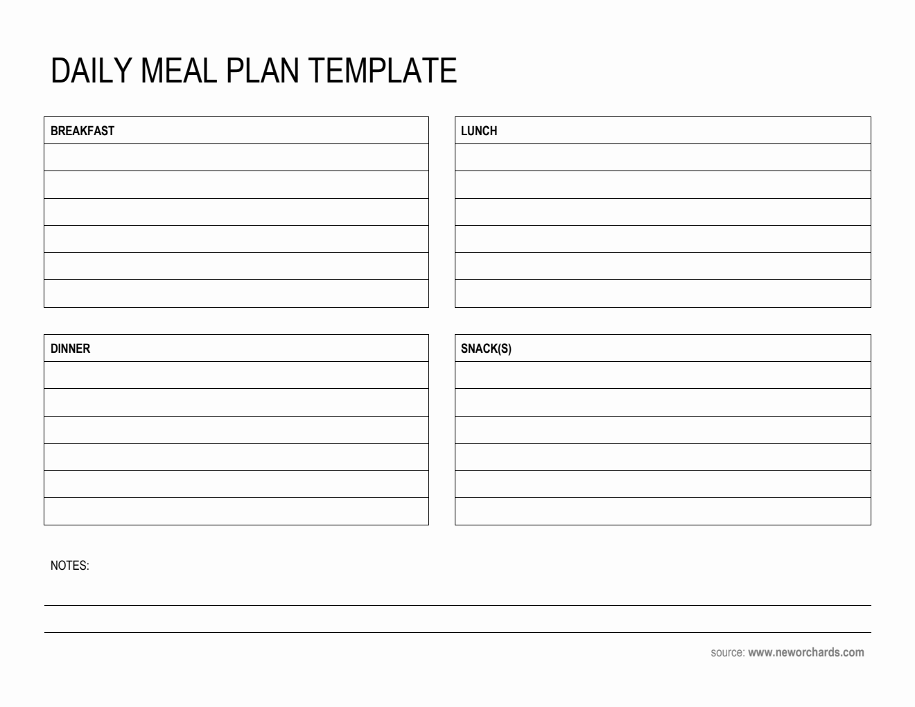 Printable Daily Meal Plan Template in Word