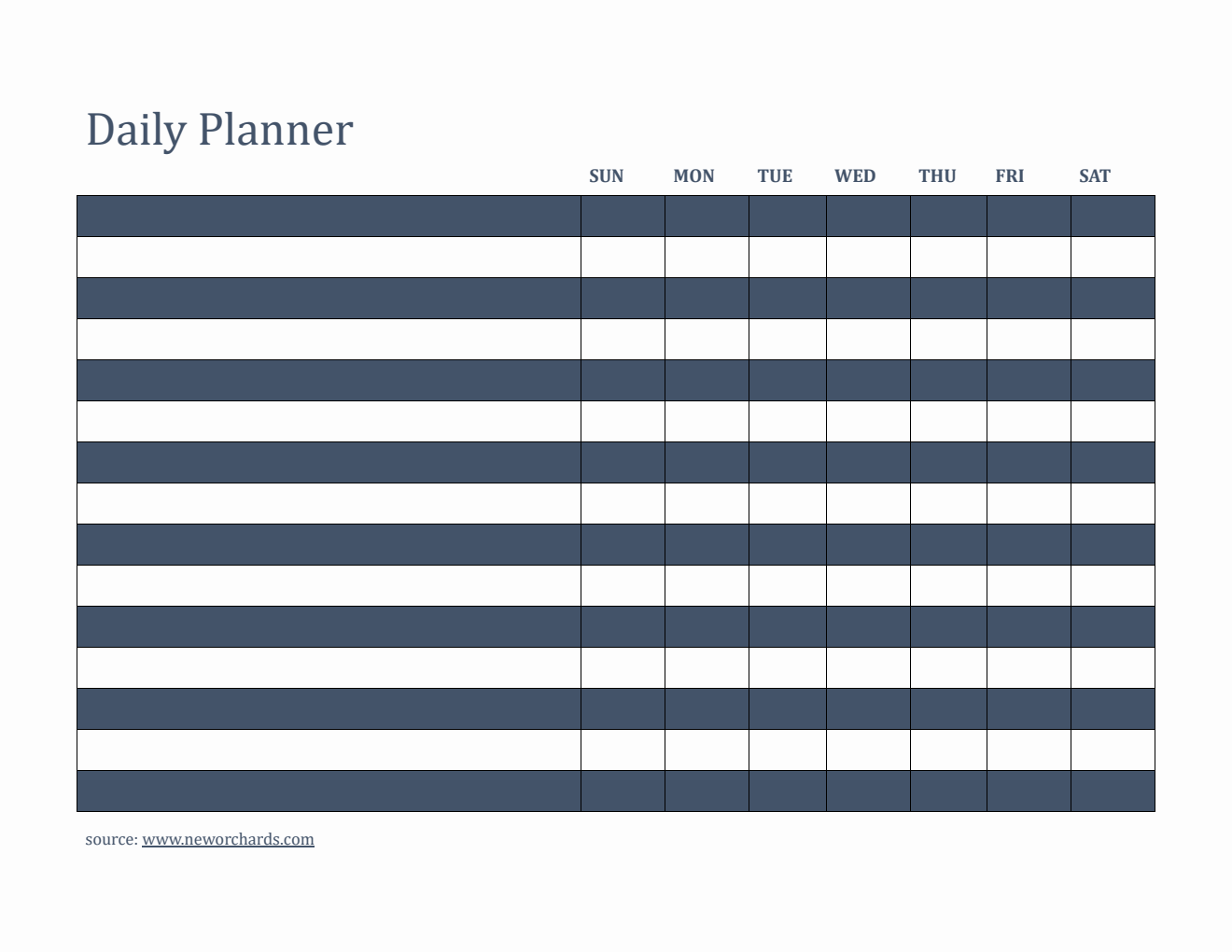 Daily Planner and Checklist Template in Word (Striped)