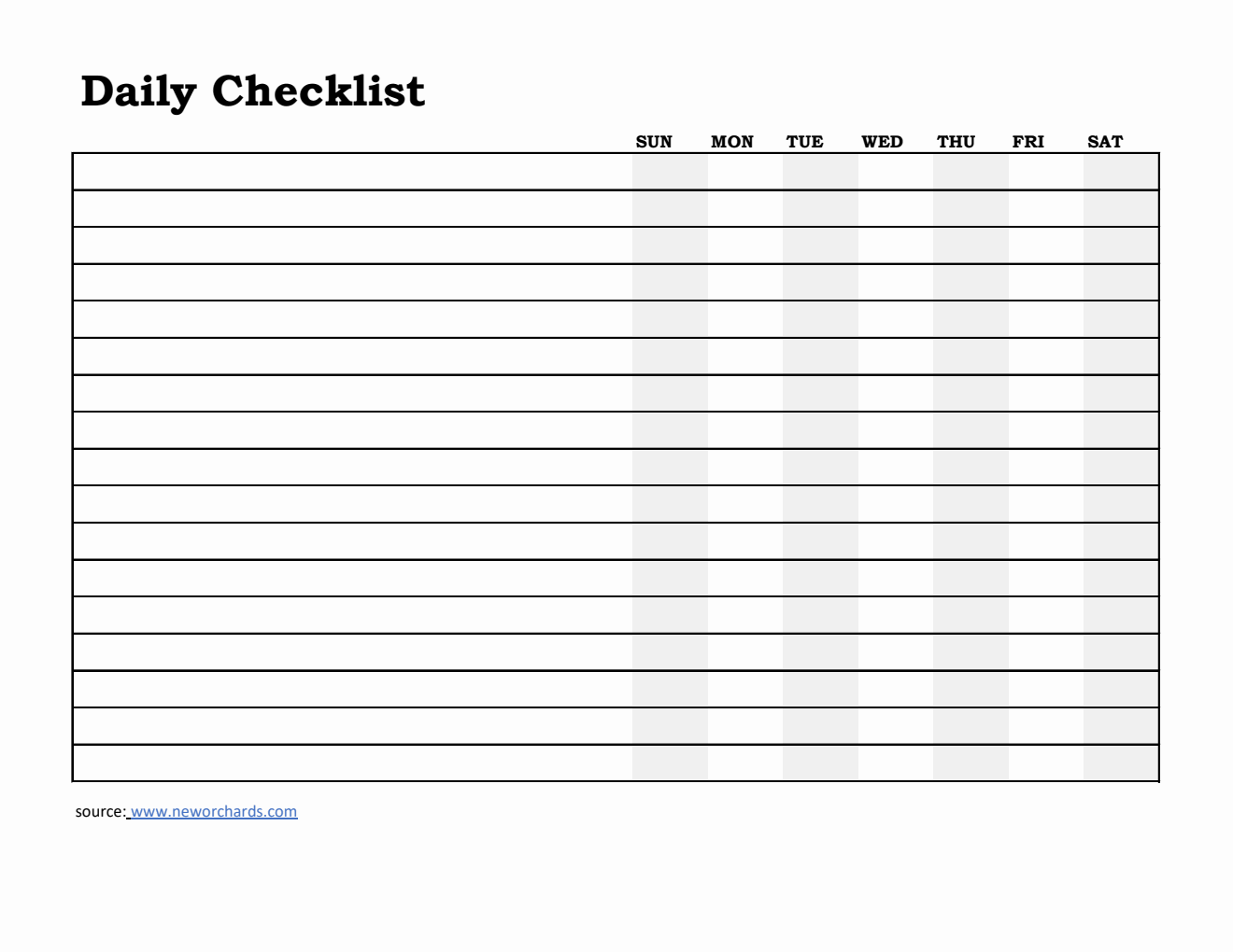 Daily Planner and Checklist Template in Excel (Simple)