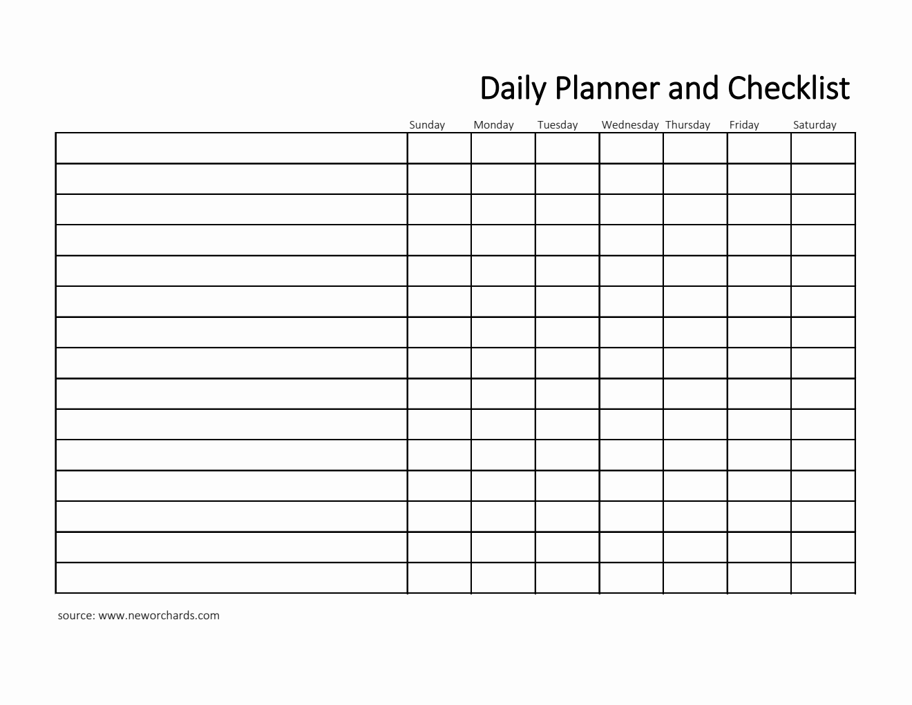 Daily Planner and Checklist Template in Excel (Printable)