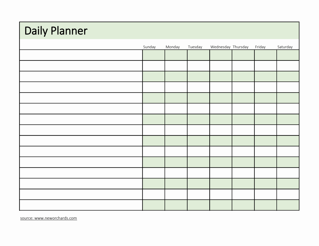 Daily Planner and Checklist Template in Excel (Downloadable)