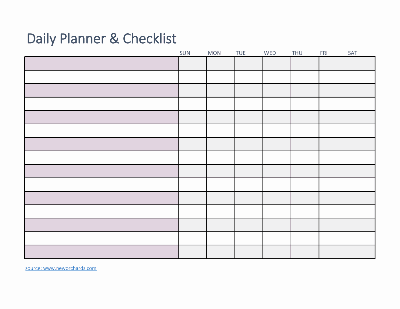 Daily Planner and Checklist Template in Excel (Basic)