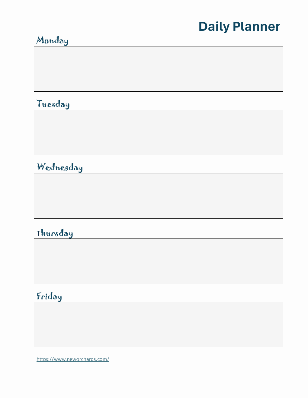 Daily Planner Template Printable in Word