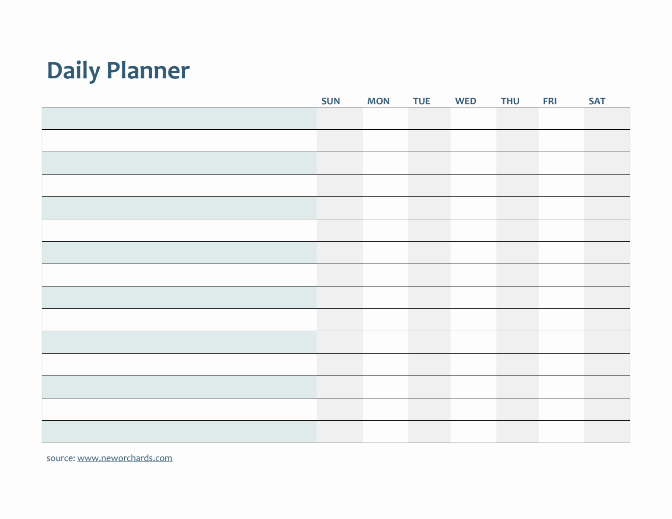 Daily Planner Template Customizable in Word