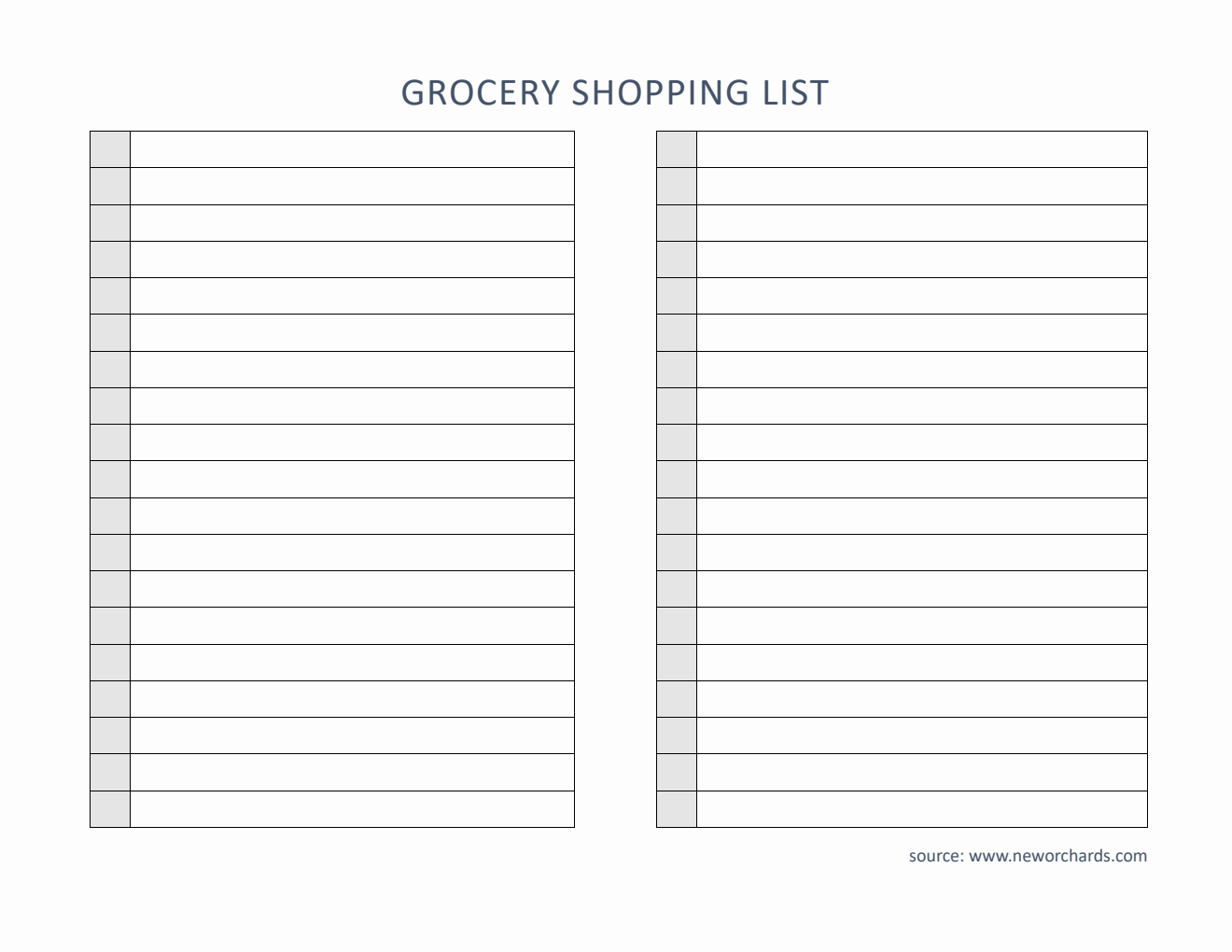 Simple Grocery List Template in PDF