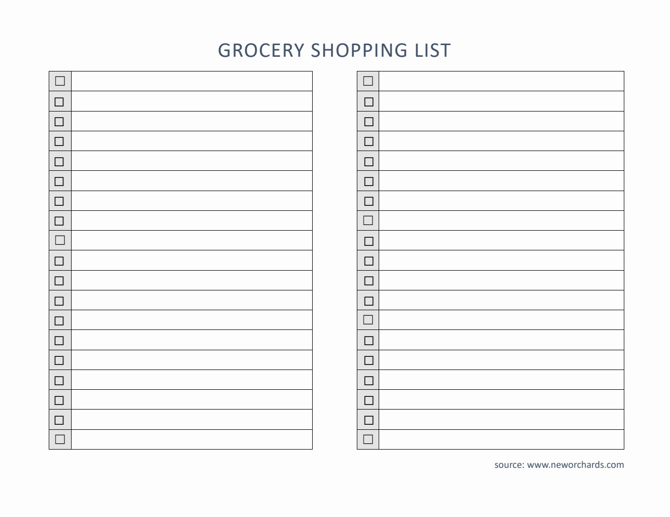 Simple Grocery List Template in Word