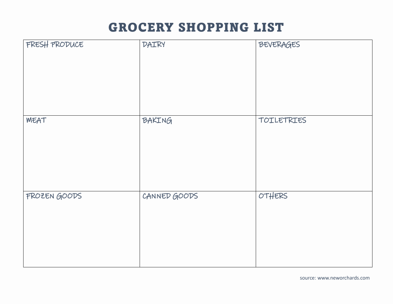 Printable Grocery List Template in Word