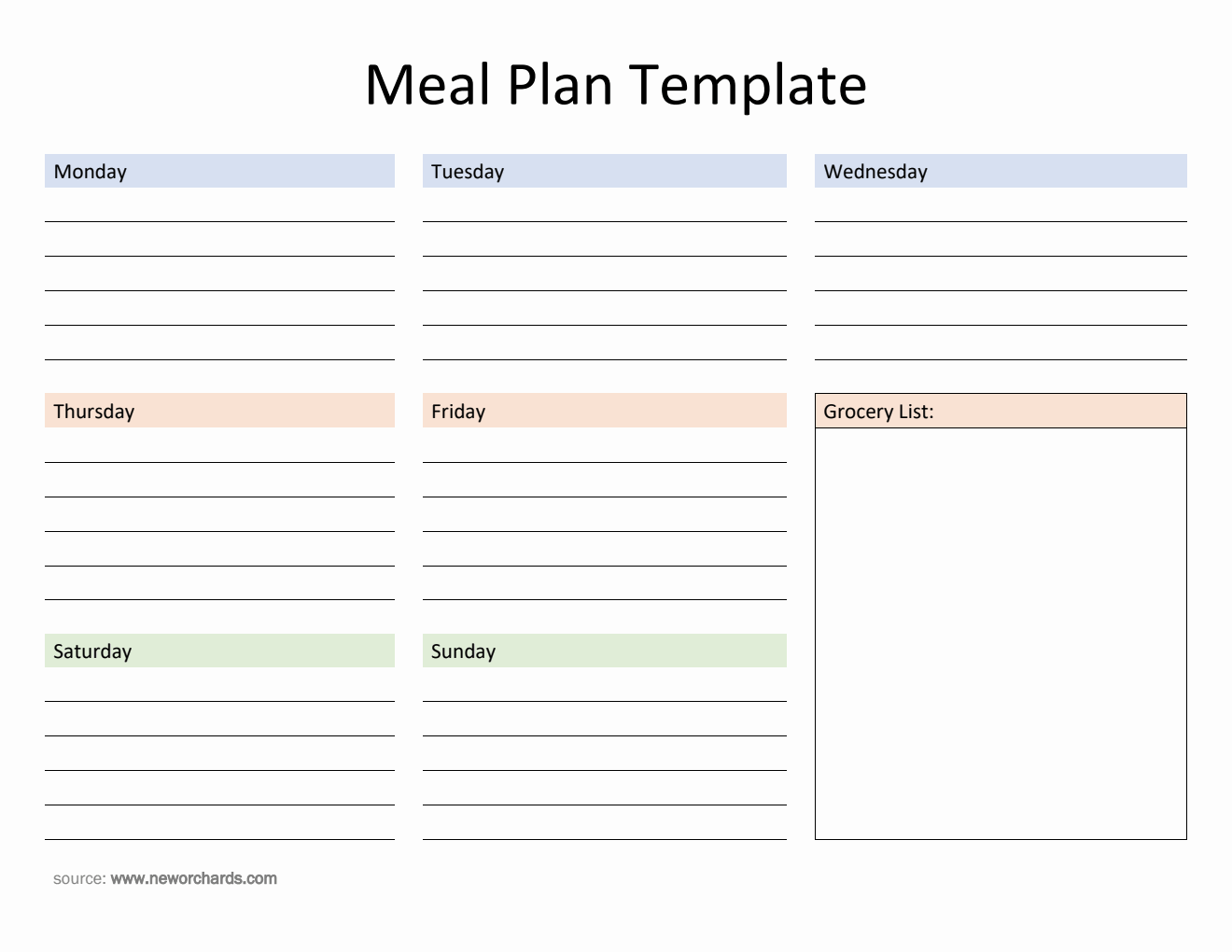 Editable Meal Plan Template in PDF