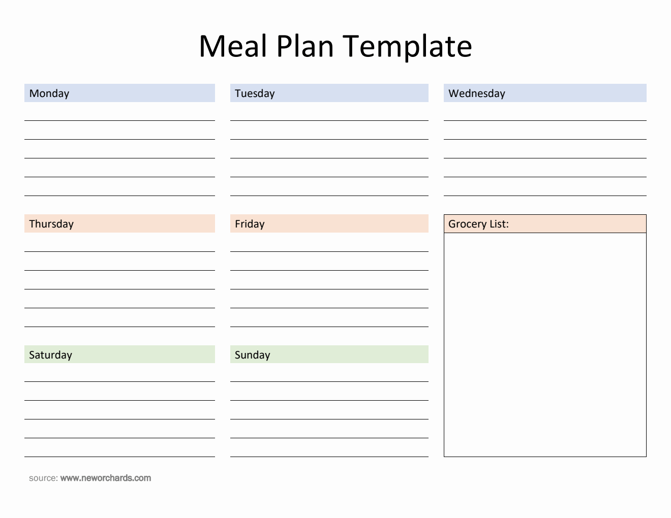 Editable Meal Plan Template in Word