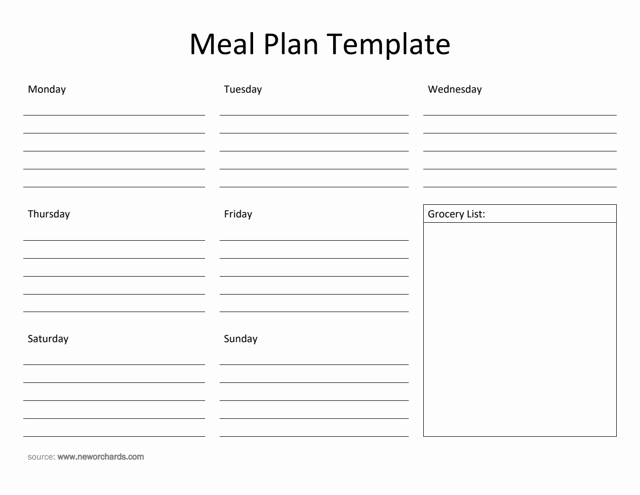 Printable Meal Plan Template in PDF