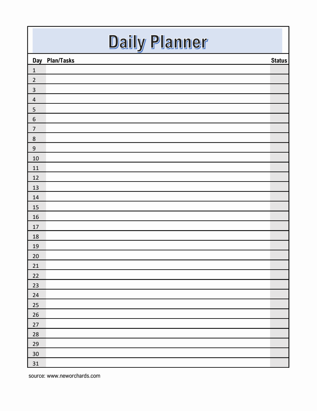 Monthly Planner and Checklist Template in Excel