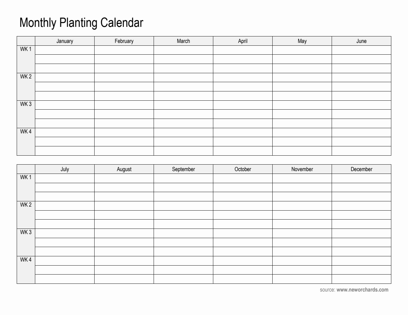  Monthly Planting Calendar in Word