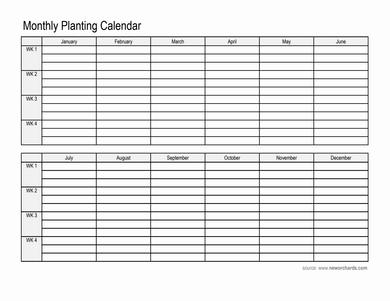  Monthly Planting Calendar in Excel