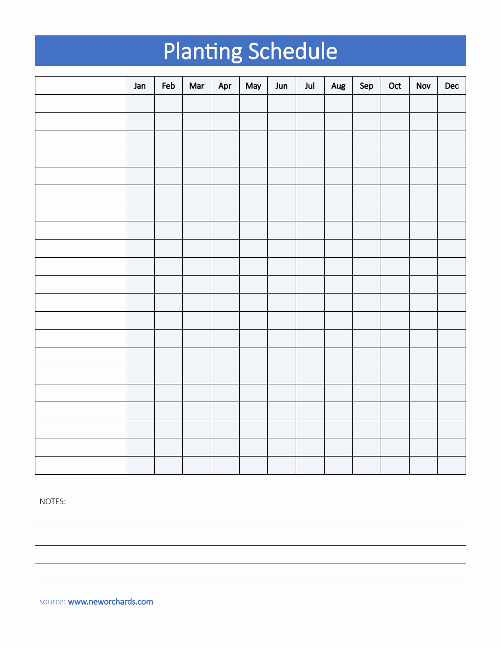  Planting Schedule Template - Word