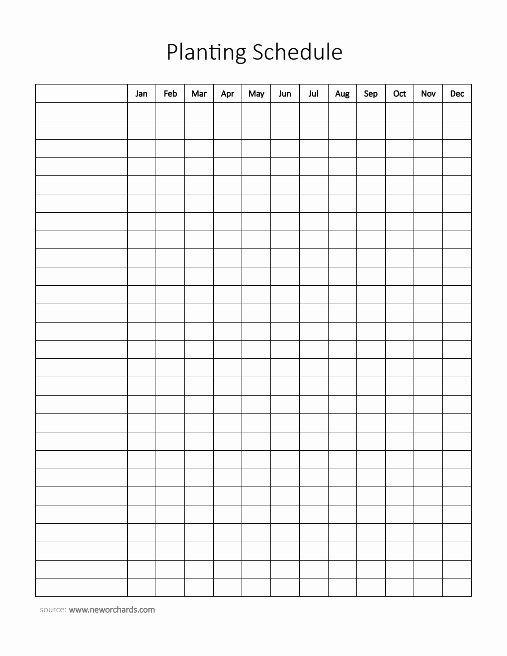 Printable Planting Schedule Template - PDF