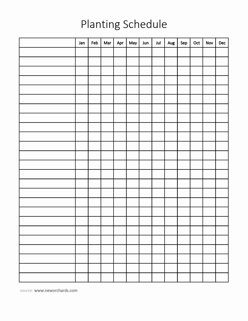 Printable Planting Schedule Template - Excel
