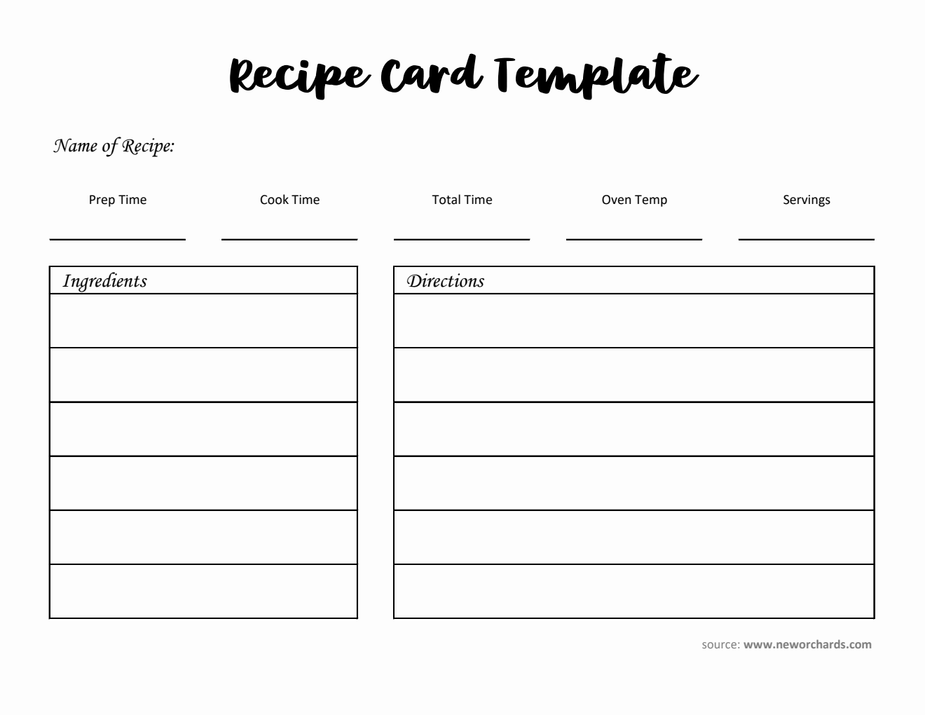 Free Recipe Card Template in Excel Format