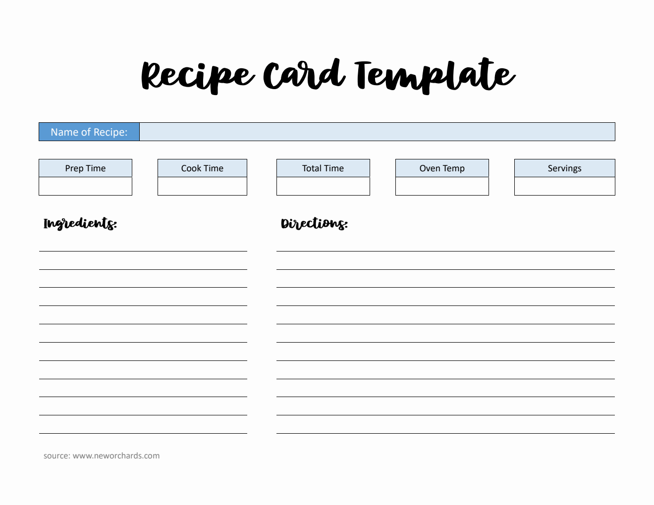 Free Recipe Card Template in Word Format