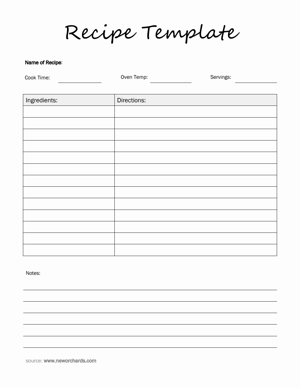 Simple PDF Recipe Template