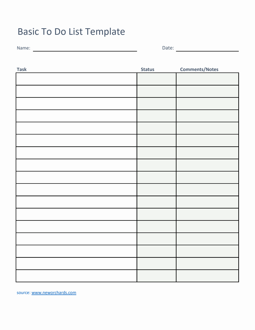 To Do List Template Excel (Basic)