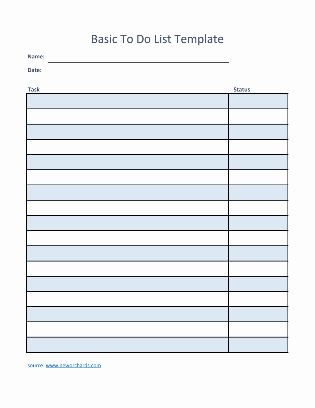 To Do List Template Excel (Blue)