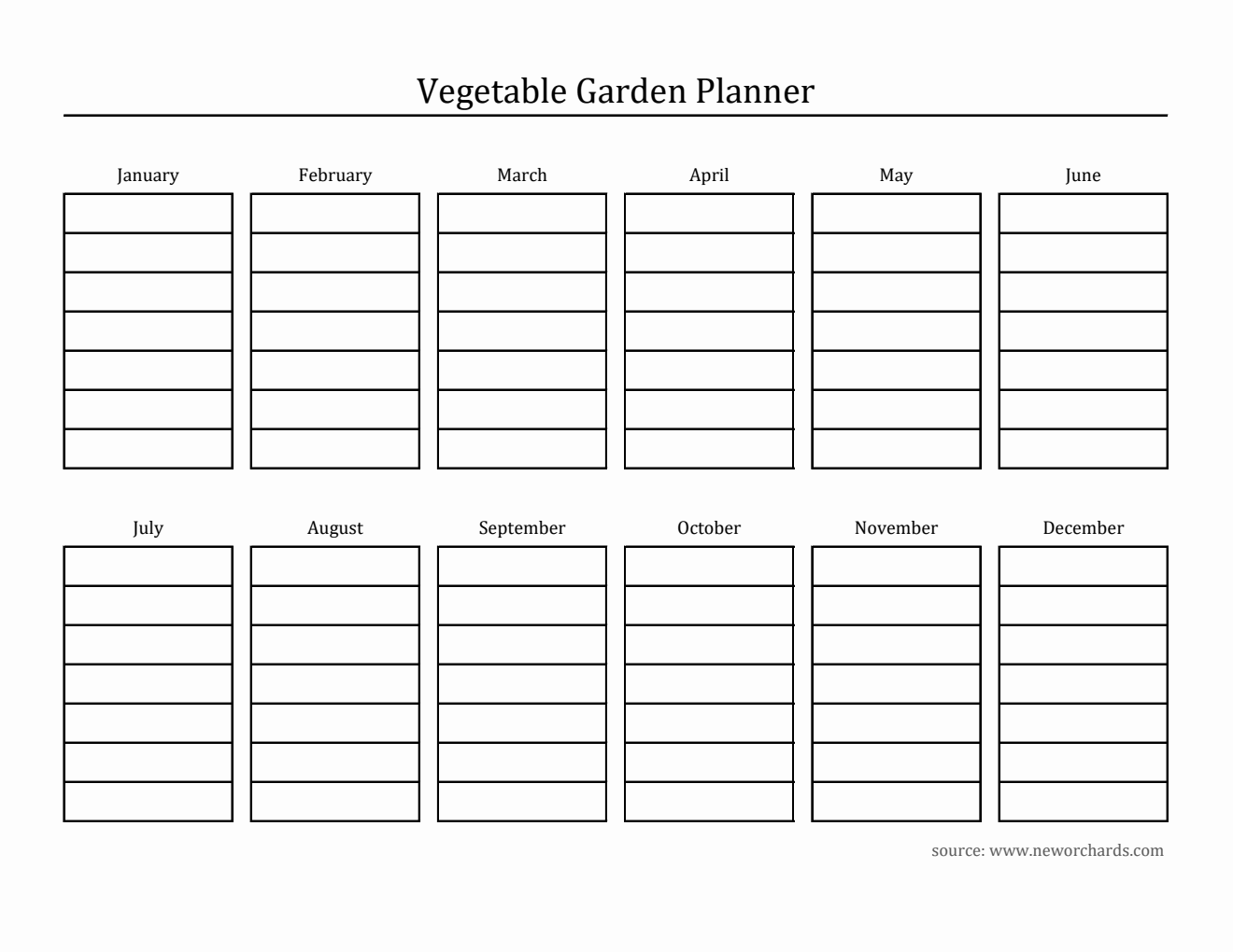 Printable Vegetable Garden Planner in Excel