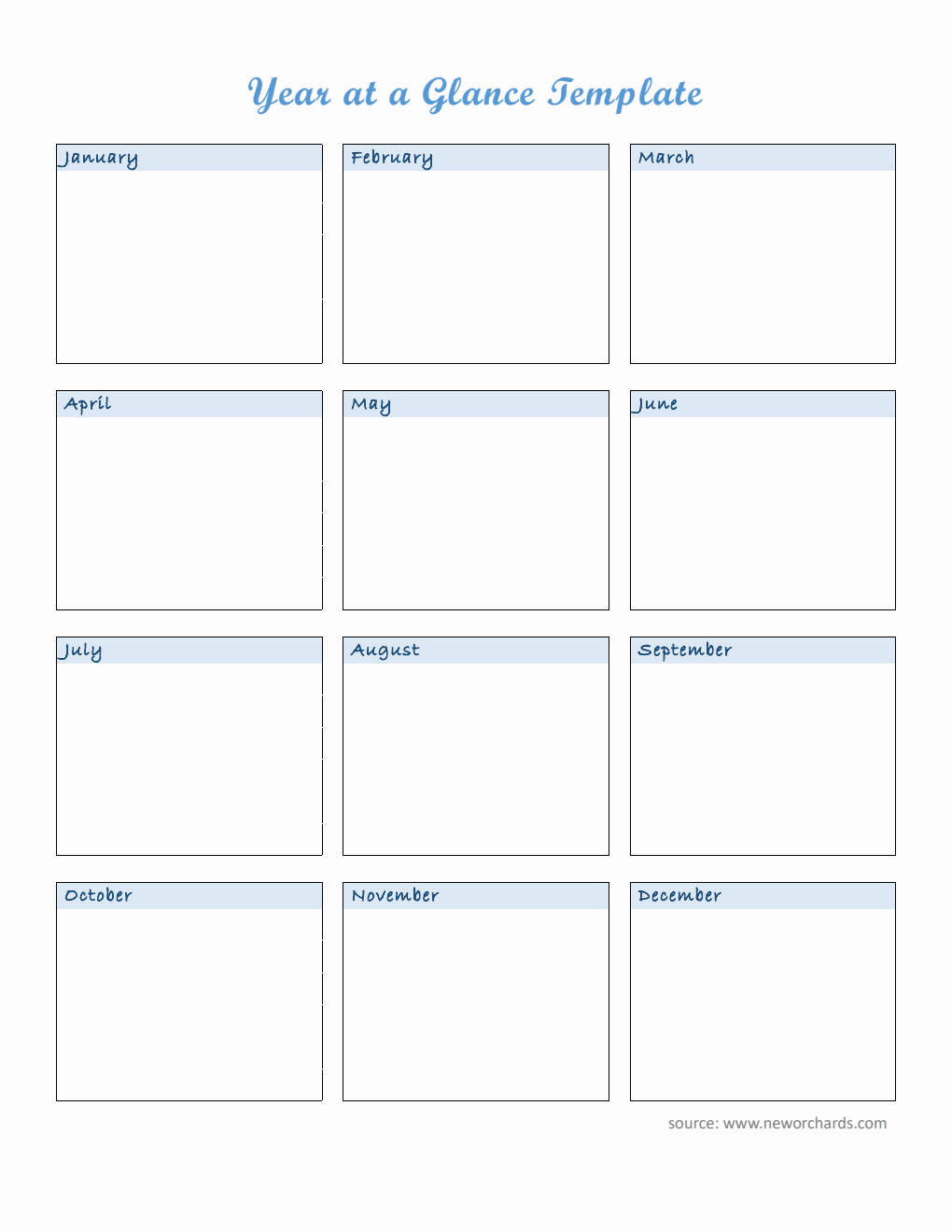 Editable Year at a Glance Template in Word