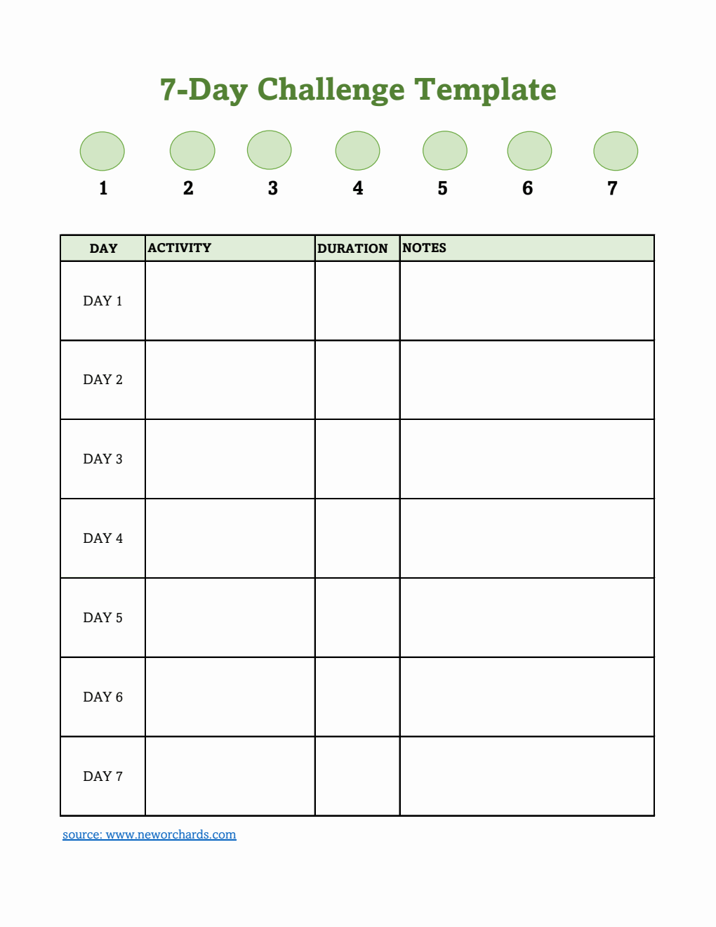 Customizable 7-Day Self-Care Challenge Template (Excel)