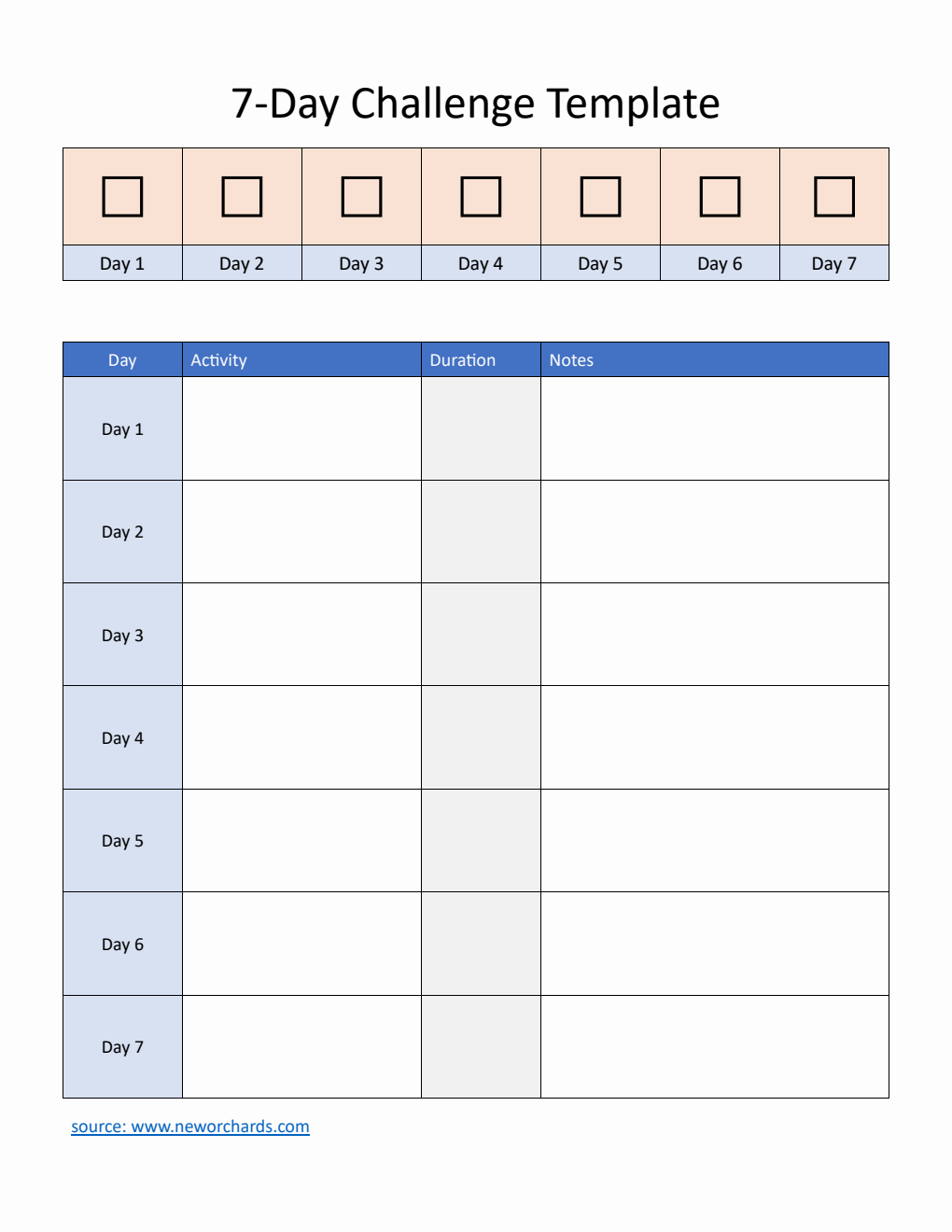 Editable 7-Day Self-Care Challenge Template (PDF)