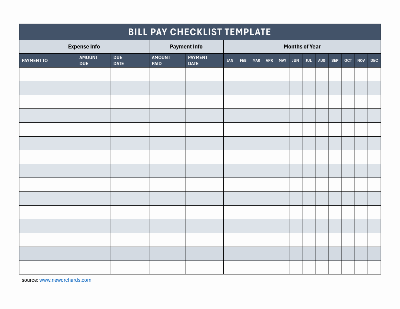 Bill Pay Checklist Template in PDF