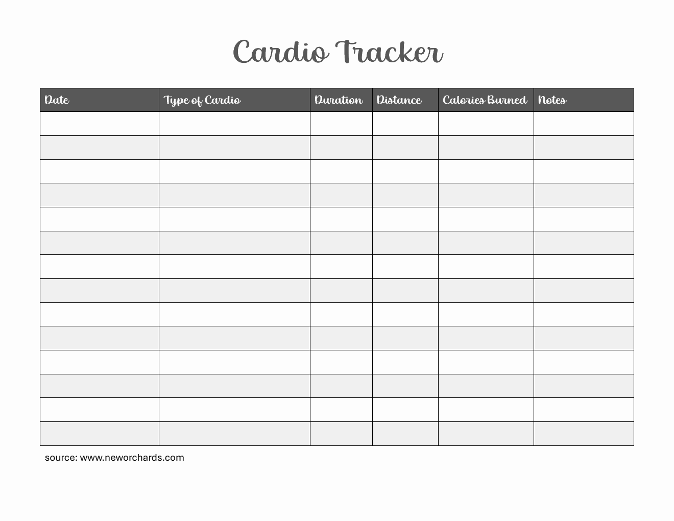 Basic Cardio Tracker in Word