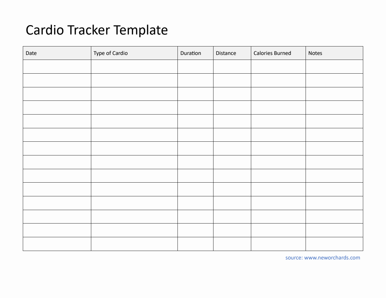 Printable Cardio Tracker in PDF