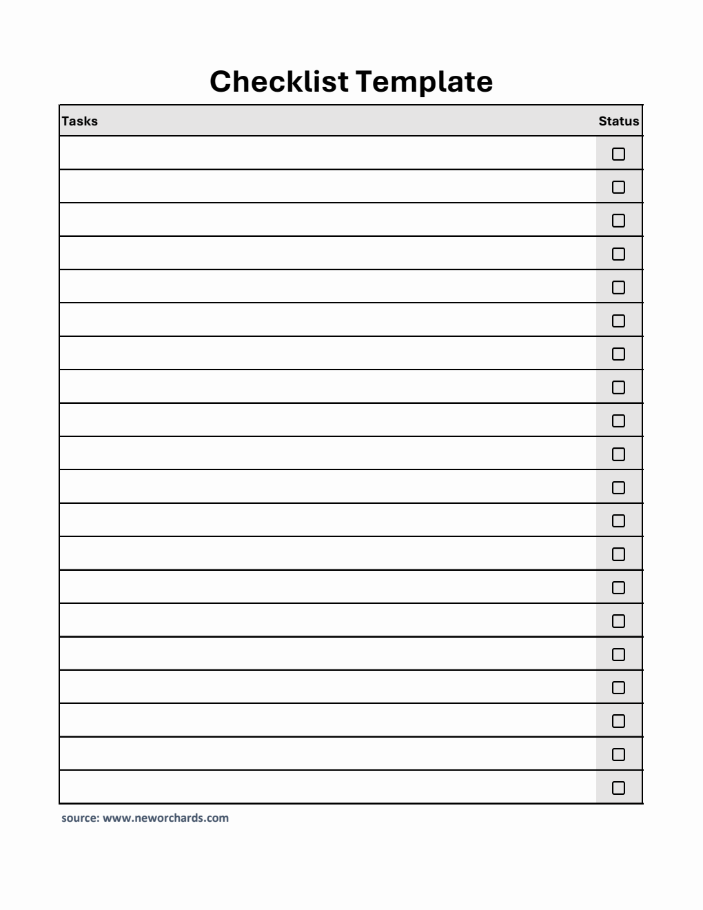 Free Checklist Template in Excel (Simple)