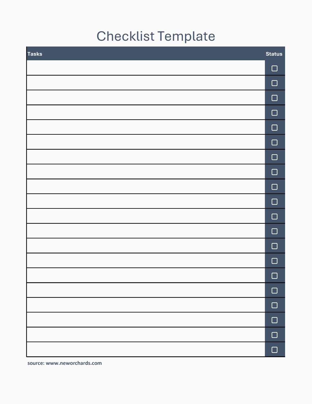 Free Checklist Template in Excel (Basic)