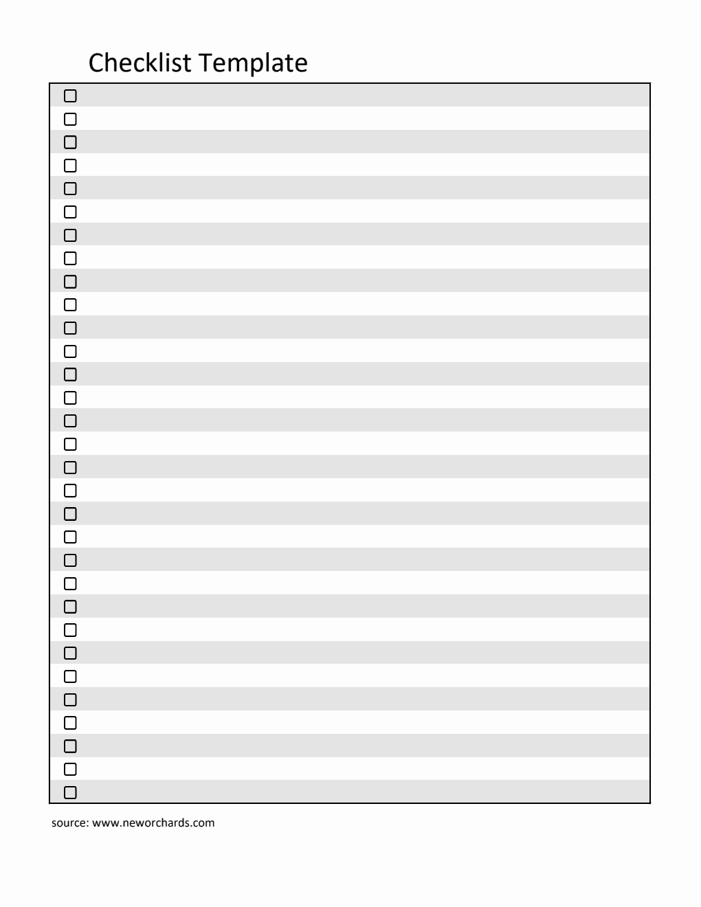 Free Checklist Template in Excel (Editable)