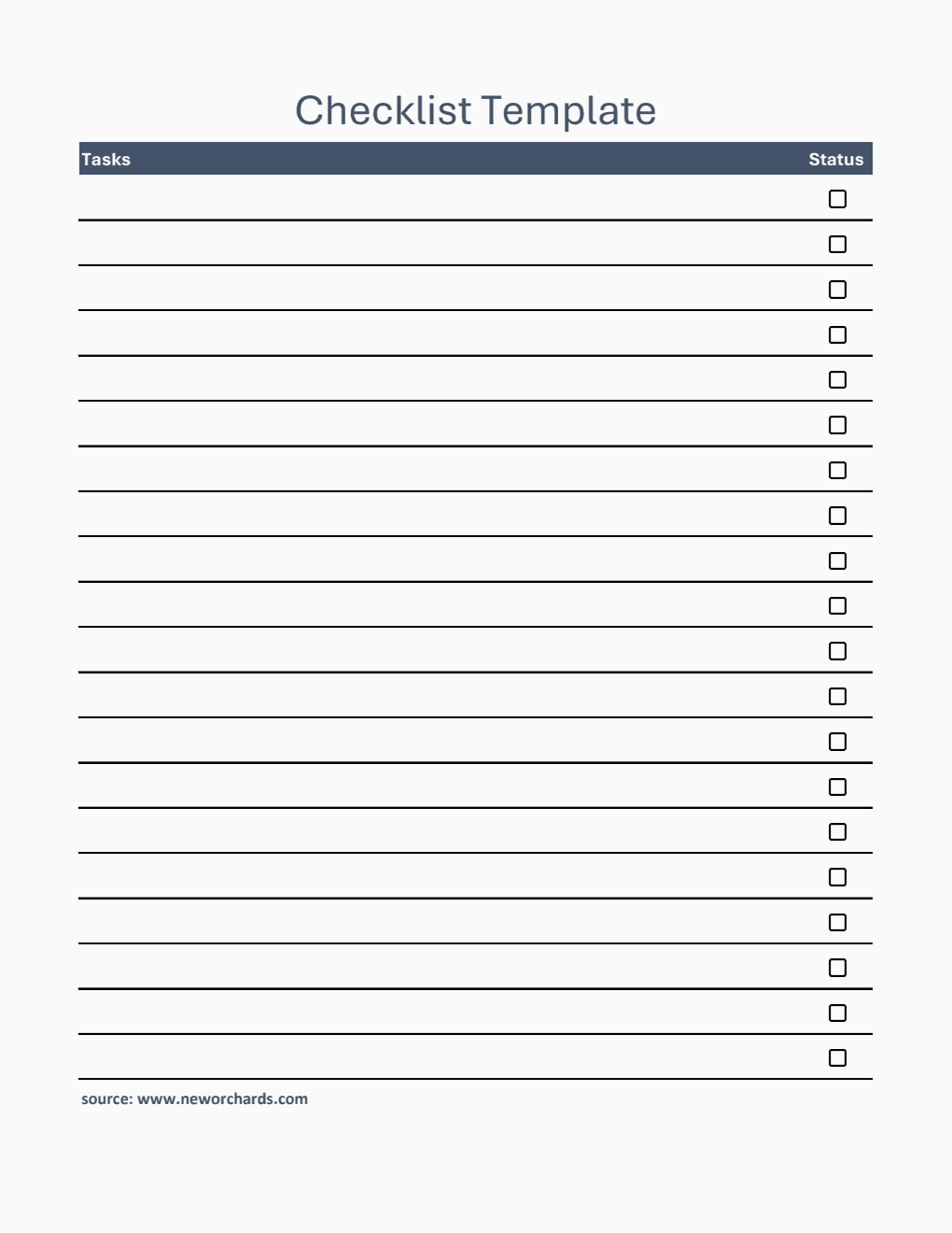 Free Checklist Template in Excel (Striped)