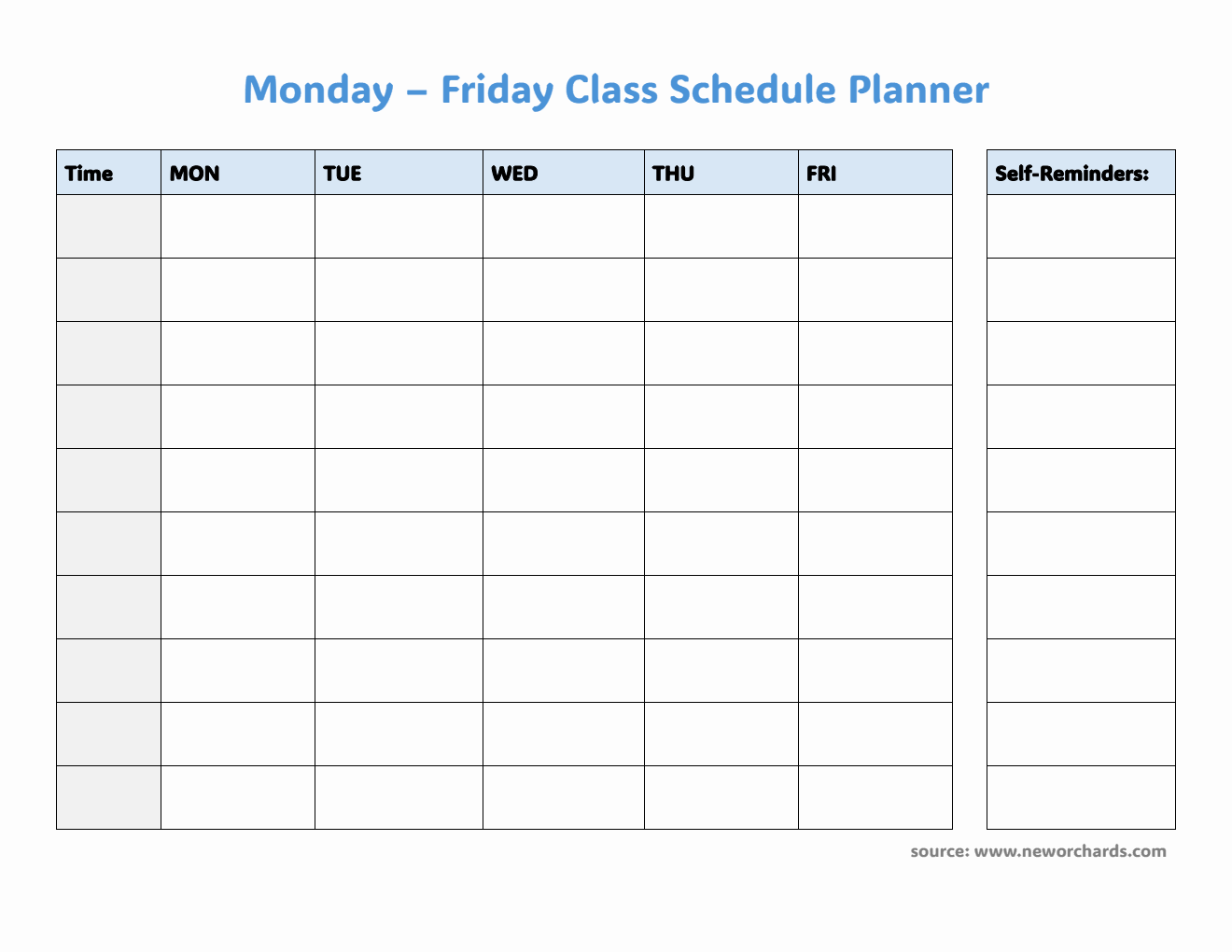 Class Schedule Template (Monday–Friday) | Free PDF Download