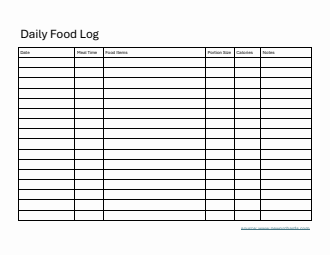 Daily Food Log Template in Word