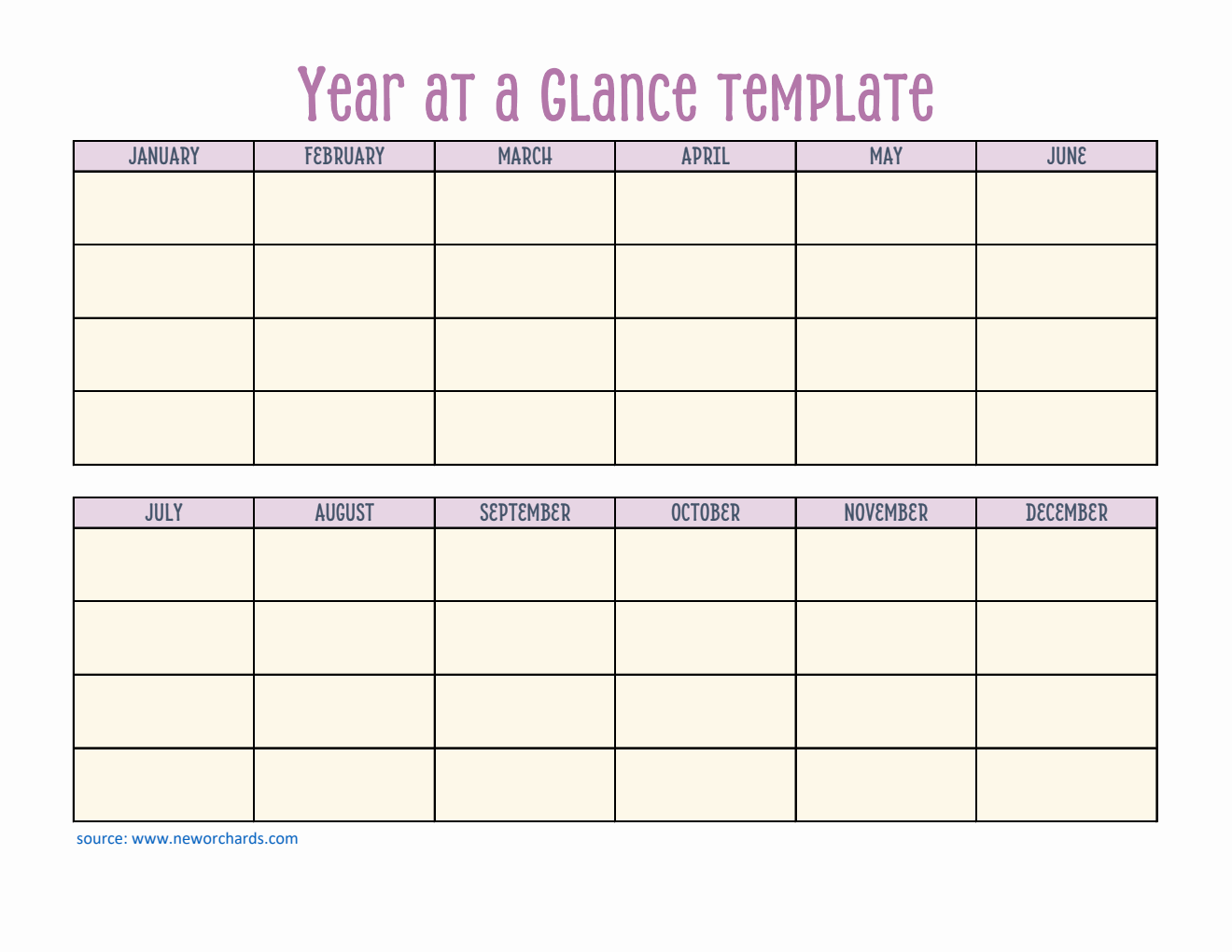 Year-at-a-Glance Template | Free Download in Excel