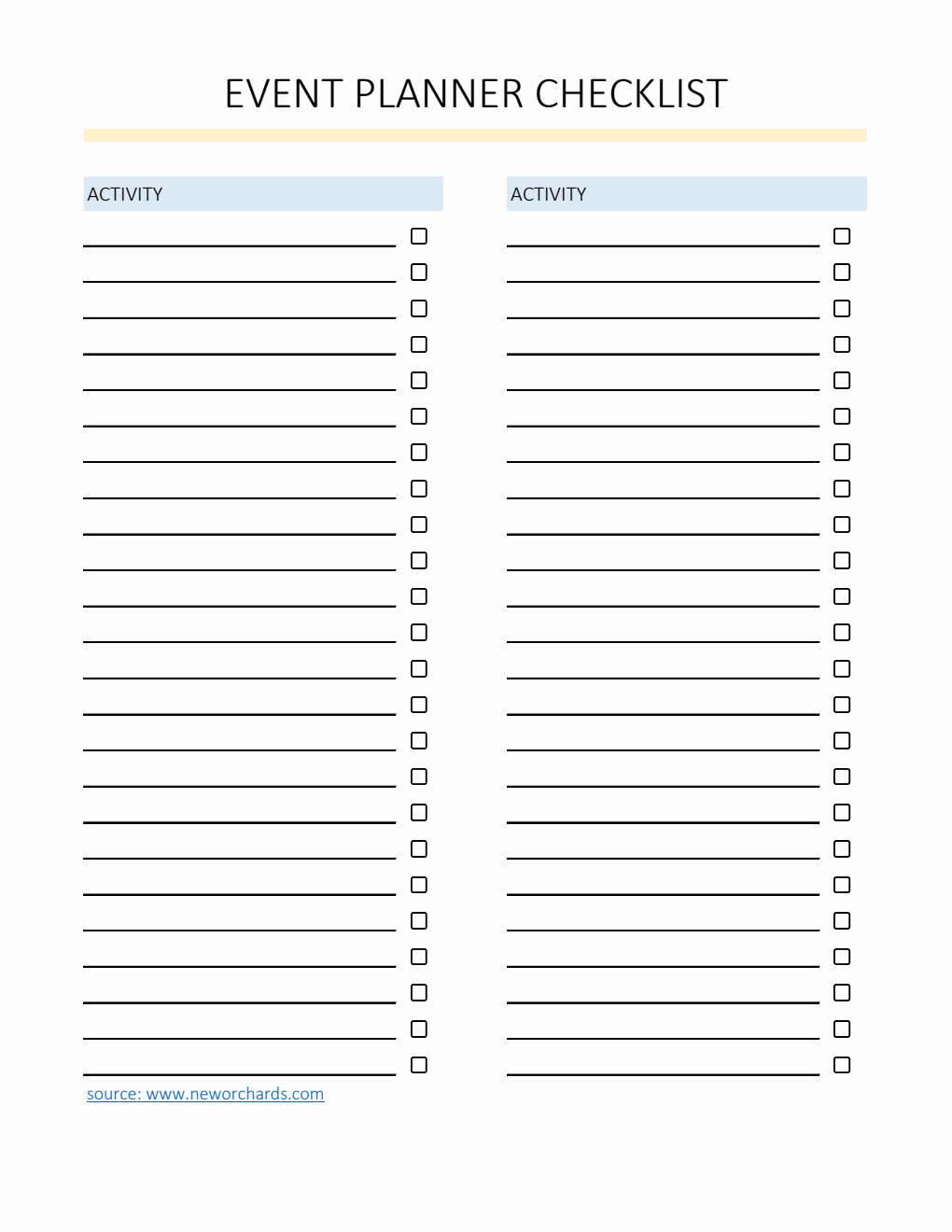 Event Planner Checklist Template Excel