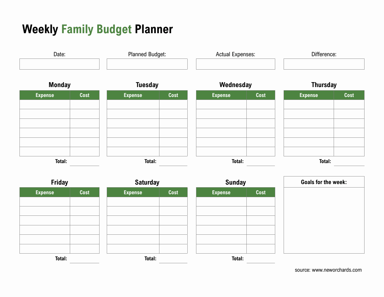 Customizable Family Budget Planner in Word to Keep Your Household Finances on Track