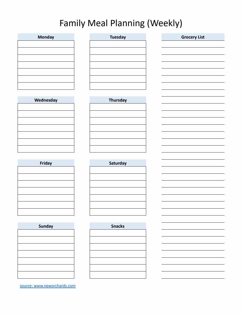 Family Meal Planning Template | Customize in Word