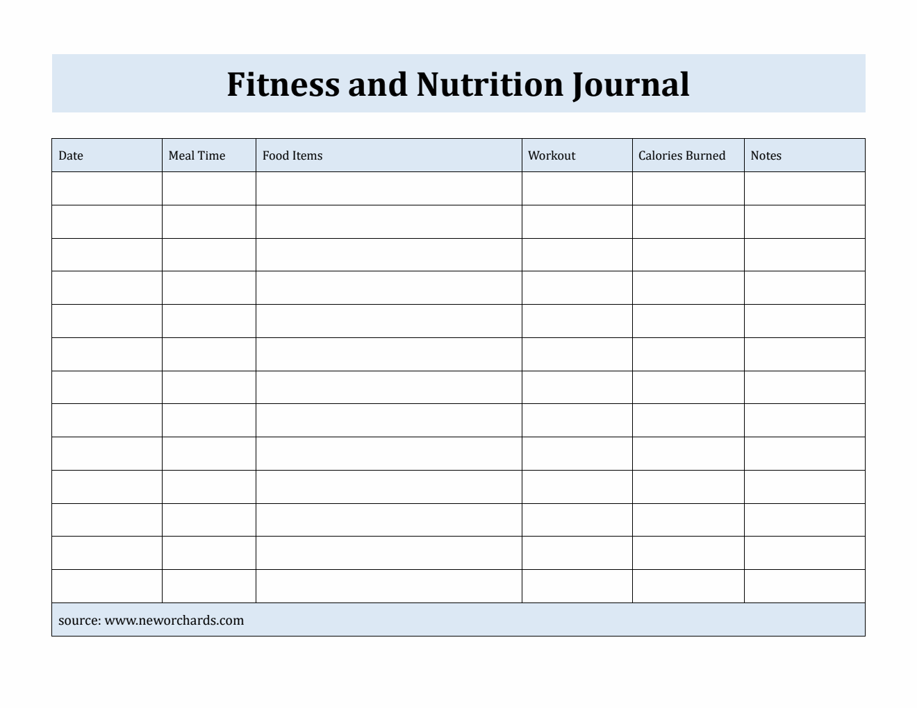 Editable Fitness and Nutrition Journal in Word