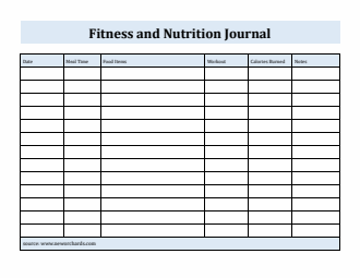 Editable Fitness and Nutrition Journal in Word