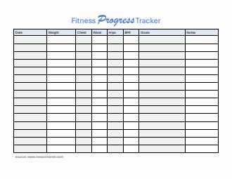 Free Basic Fitness Progress Tracker (Word)